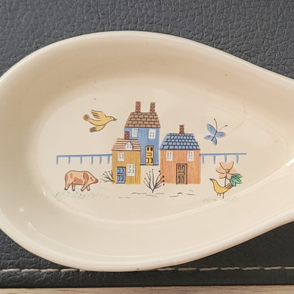 ** 80s ** Vintage International HEARTLAND China Stoneware Spoon Rest